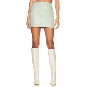 Central Park West Women's Devon Mini Skirt Sage Faux Vegan Leather XS NWT 155